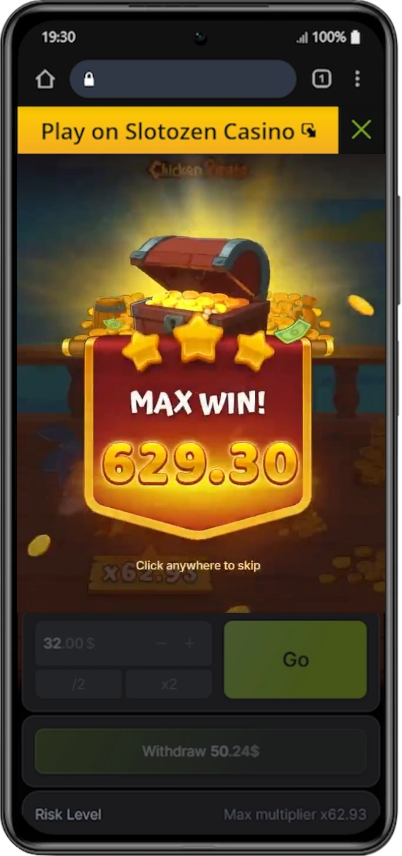 Chicken Pirate big win play