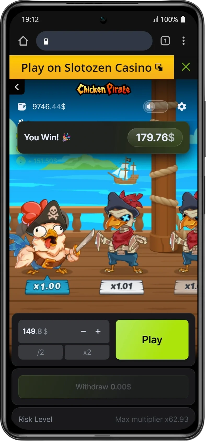 Chicken Pirate win gameplay